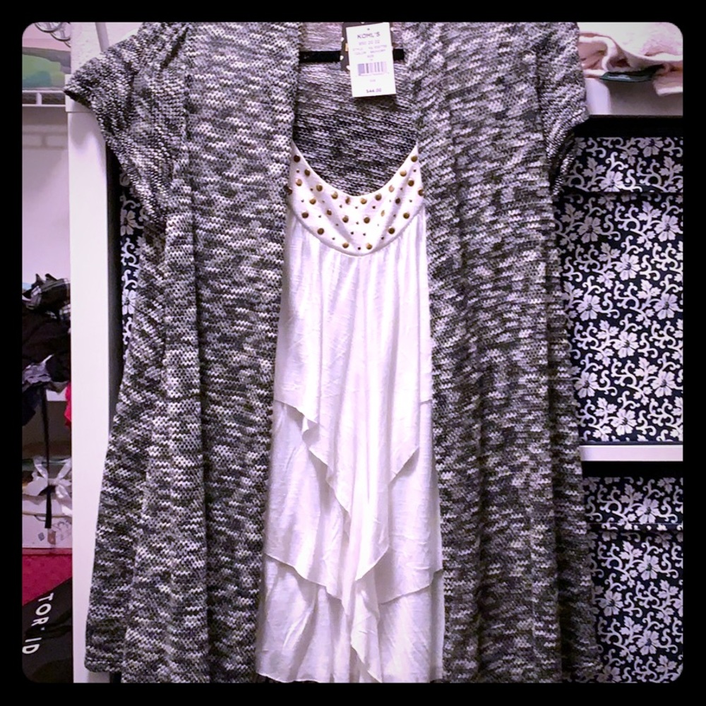 HeartSoul Black & White Sweater w/ Attached Tank